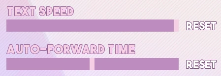 Two sliders with reset button: Text Speed and Auto-Forward Time